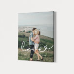 Love cute whimsical script couple photo canvas print<br><div class="desc">Showcase your favourite wedding pictures with this modern print,  with the word Love in a beautiful text overlay. You can easily change the colour and size of the text to fit your picture.</div>