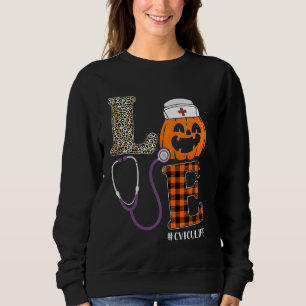 Love CVICU Nurse Leopard Pumpkin Halloween Nurse C Sweatshirt