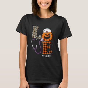Love CVICU Nurse Leopard Pumpkin Halloween Nurse C T-Shirt