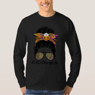 Love CVICU Nurse Life Halloween Nurse Leopard Mess T-Shirt