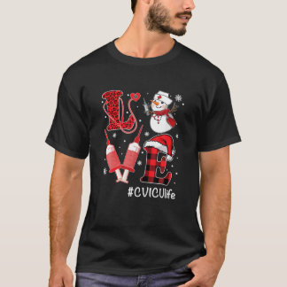 Love CVICU Nurse Life Snowman Syringe Christmas Nu T-Shirt
