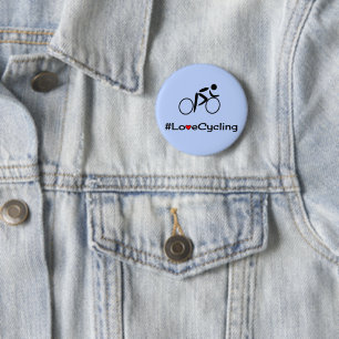 Love cycling caption blue 2 inch round button