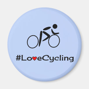 Love cycling caption blue magnet