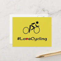 Love cyclisme pictogramme carte postale jaune