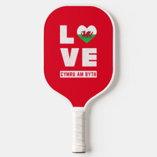 Love Cymru Am Byth Wales Flag Welsh Roots Vintage Pickleball Paddle