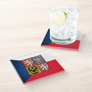 Love Czechia & Czech Flag fashion / sports fans Glass Coaster