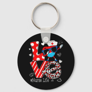 Love Dabbing Heart Nursing Nurse Life Valentines F Keychain
