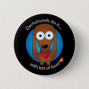 Love Dachshund 1 2 Inch Round Button