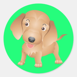 Love Dachshund Puppy Dog Green Sticker / Seal