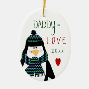 Love DADDY Penguin Christmas Gift Ceramic Ornament