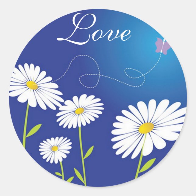Love Daisies Fleur Jardin Stickers Papillon (Devant)