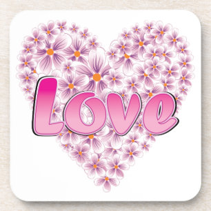 Love Daisy Heart Pink Coaster