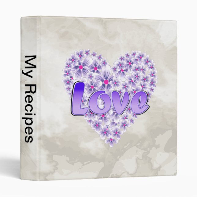 Love Daisy Heart Purple Binder (Front/Spine)