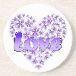 Love Daisy Heart Purple Coaster