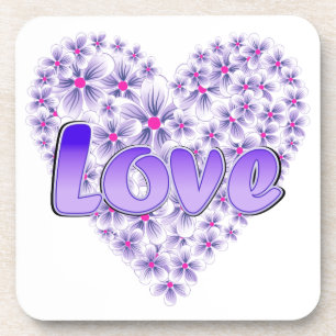 Love Daisy Heart Purple Coaster