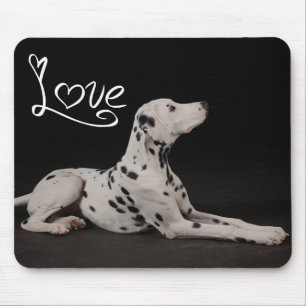 Love Dalmatian Puppy Dog Black Mousepad