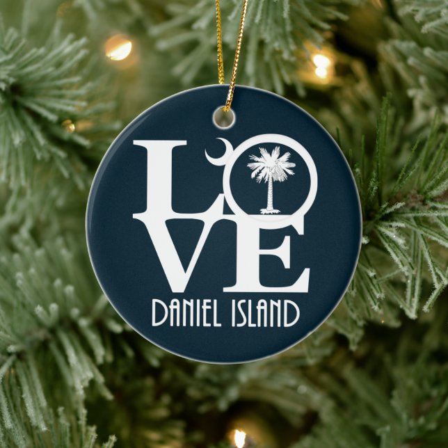 LOVE Daniel Island South Carolina Ceramic Ornament (Tree)