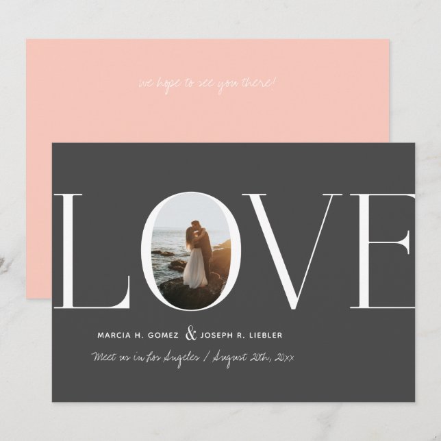 Love Dark Grey Photo Save The Date (Front/Back)