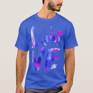 Love Daschund Doie Weiner Watercolor Blue Dog Mom  T-Shirt
