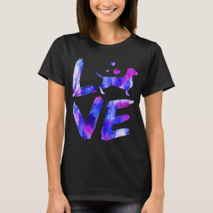 Love Daschund Doxie Weiner Watercolor Blue Dog Mom T-Shirt