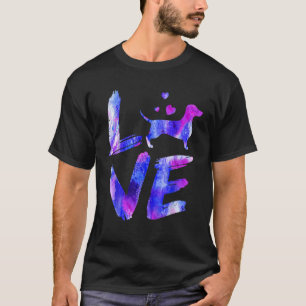 Love Daschund Doxie Weiner Watercolor Blue Dog Mom T-Shirt