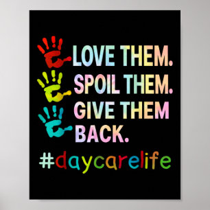 Love Daycare Provider Childcare Funny Teacher Tie Poster