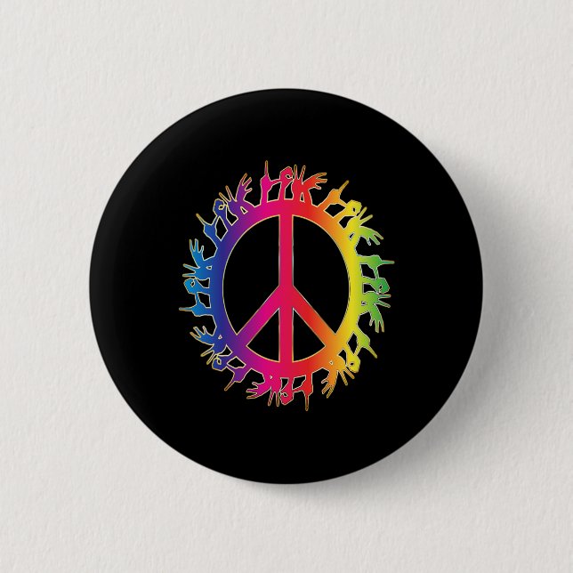 Love Deaf Peace Sign Language Hand Talking Teacher 2 Inch Round Button (Front)
