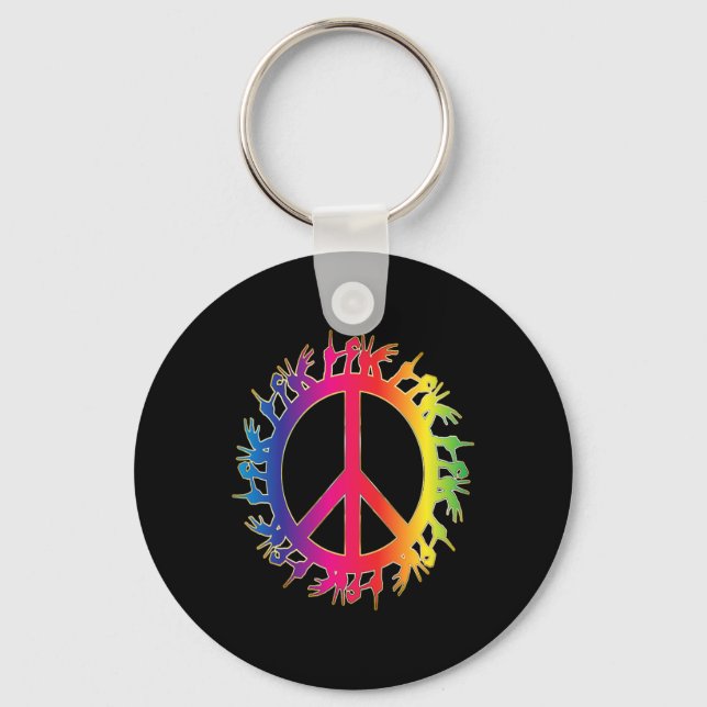 Love Deaf Peace Sign Language Hand Talking Teacher Keychain (Front)