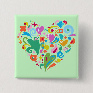 Love Deco Heart 2 Inch Square Button