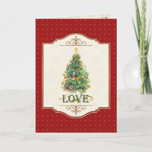 Love Decorated Christmas Tree Star Greeting Card