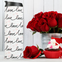 Love Decorative Script in Black, Pink & White