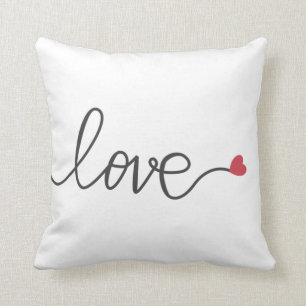 Love decorative text with heart throw pillow