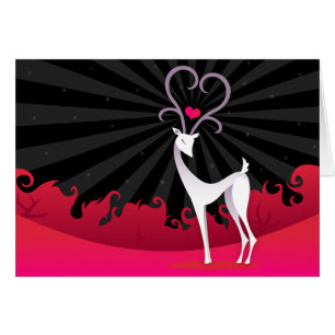 Love Deer in Red and Black - Card