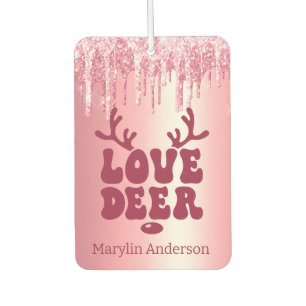 LOVE DEER VALENTINES PINK GLITTER DRIP CUSTOM AIR FRESHENER