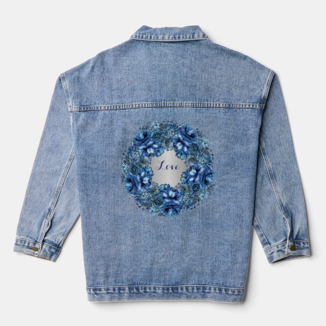 Love Denim Veste avec Blue Wreathe Design (Verso)