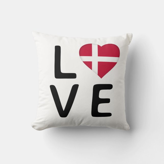 Love - Denmark Flag Throw Pillow (Front)