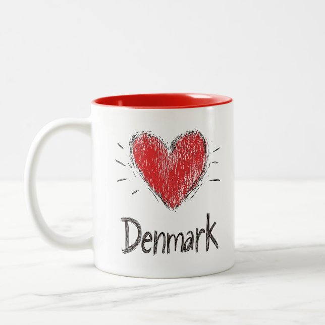 Love Denmark Two-Tone Coffee Mug (Left)