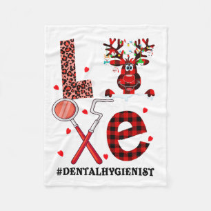 Love Dental Christmas Reindeer Dental Squad Xmas D Fleece Blanket