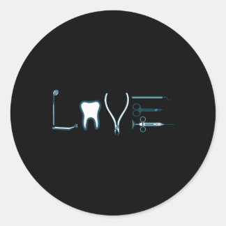 Love Dental Dentistry Tooth Dental Surgeon Dentist Classic Round Sticker