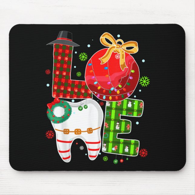 Love Dental Life Bauble Tooth Dentist Fall Christm Mouse Pad (Front)