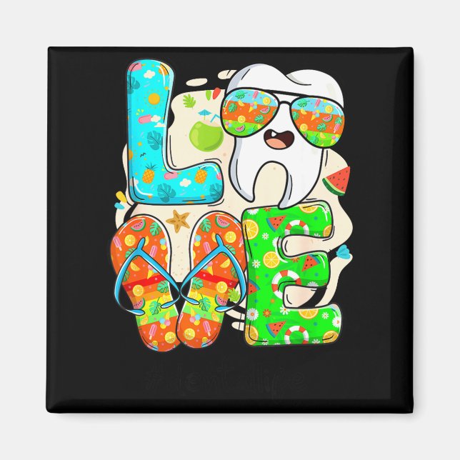 Love Dental Life Cute Tooth Flip Flops Summer Dent Magnet (Front)