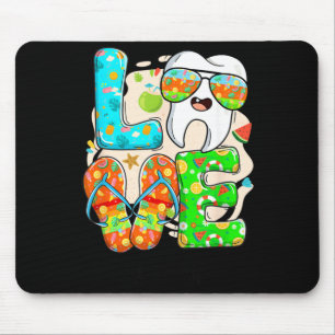 Love Dental Life Cute Tooth Flip Flops Summer Mouse Pad