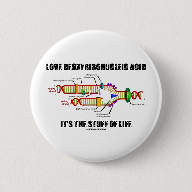 Love Deoxyribonucleic Acid It's The Stuff Of Life 2 Inch Round Button (Front)