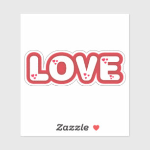 "Love" design, red rounded letters with hearts