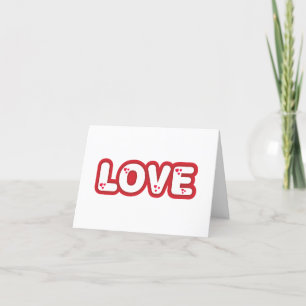 "Love" design, red rounded letters with hearts Thank You Card