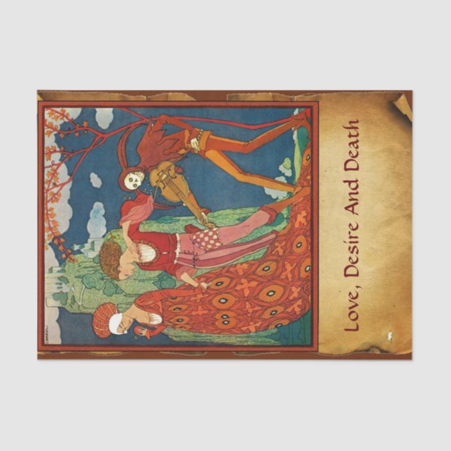 LOVE ,DESIRE AND DEATH Valentine's Day Parchment Tissue Paper (Front)