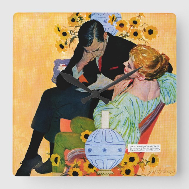 Love Dies Slowly Square Wall Clock (Front)