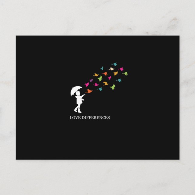 Love Differences Peace Autism Awareness Invitation Postcard (Front)