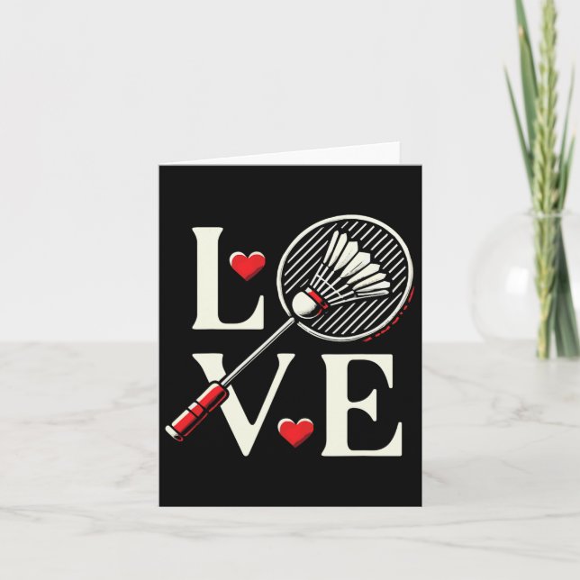 Love Dminton Player Heart Racket Shuttle  Card (Front)