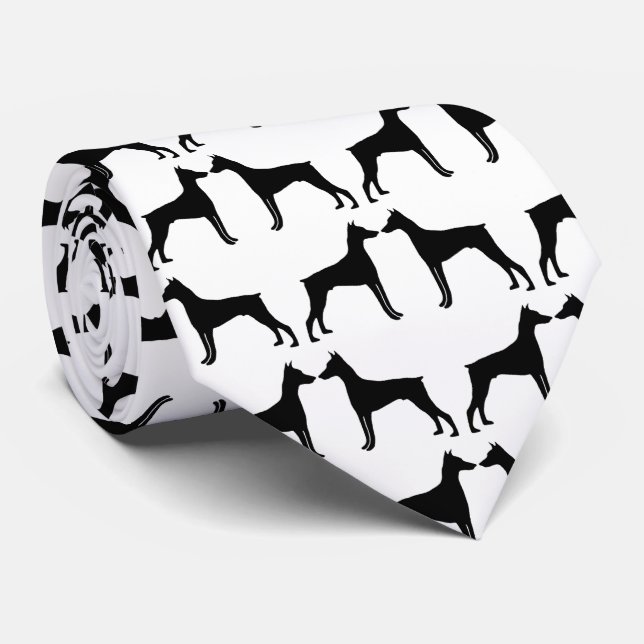 Love Doberman Pinscher Dogs Tie (Rolled)